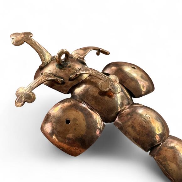 Antique Masonic Orb Folding Pendant Charm 9K Gold & Sterling Silver Vintage Rare - Picture 10 of 15